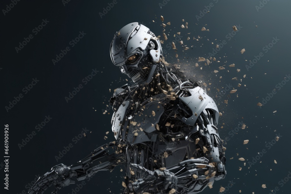 futuristic AI tech robotics destruction concept futuristic AI tech robotics destruction concept