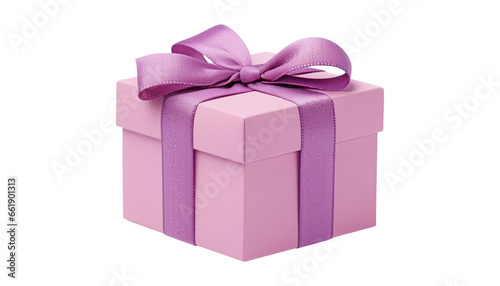 pink gift box isolated on transparent background cutout © Papugrat