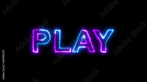 Game over, Play and Start animation text with blue and pink saber effect in seamless loop in 4K. photo