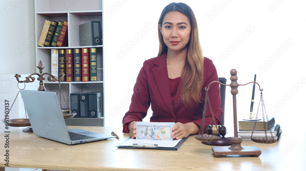 Portrait of a young female lawyer or lawyer working in an office. Smile and look at the camera. Portrait of a young female lawyer or lawyer working in an office. Smile and look at the camera.