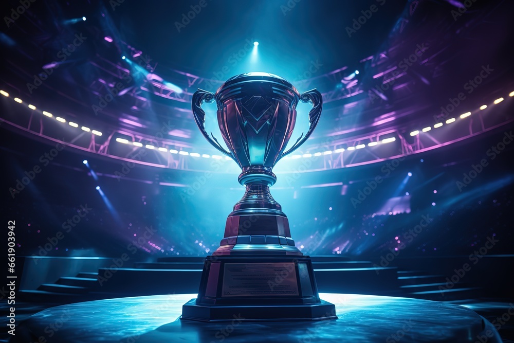 The trophy for the Computer Video Game Championship. - obrazy, fototapety, plakaty 