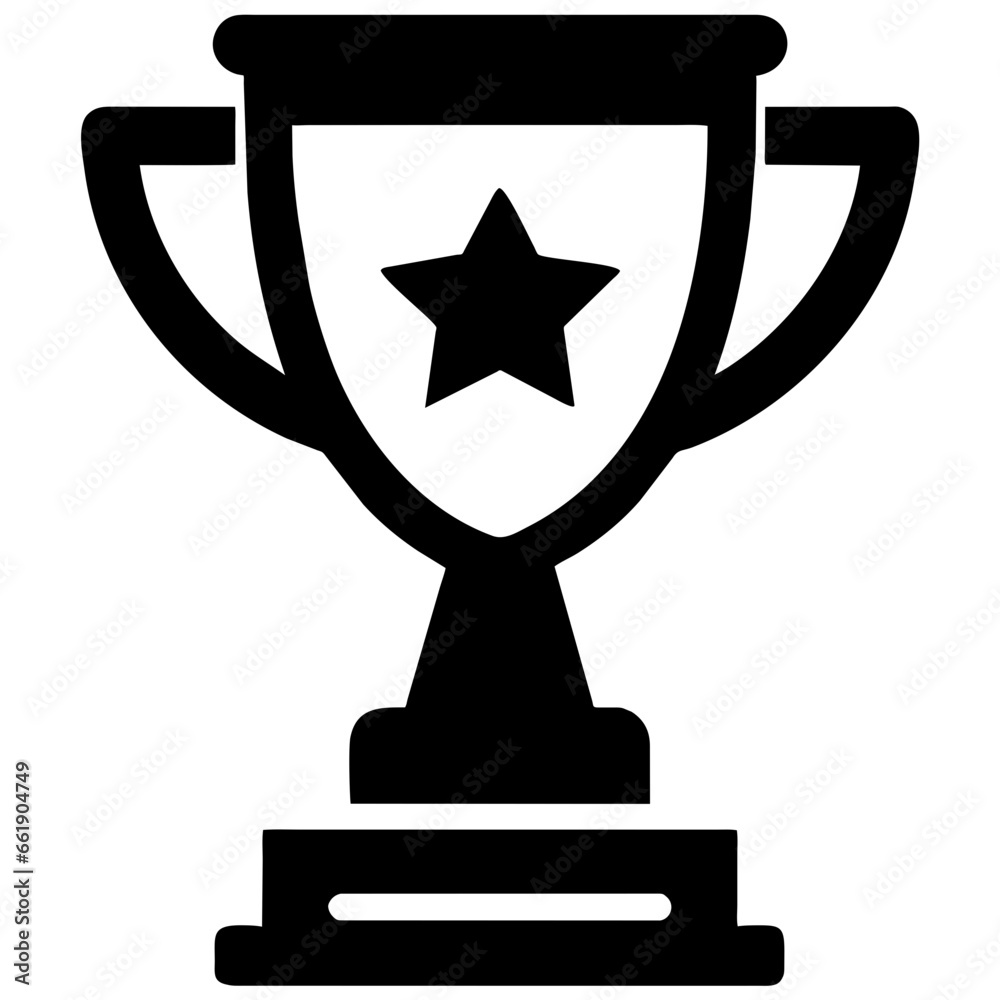 Shining victory trophy. Path to success. Essence of winning. Champions trophy symbol. Victory and achievement icon in black and white Shining victory trophy. Path to success. Essence of winning. Champions trophy symbol. Victory and achievement icon in black and white