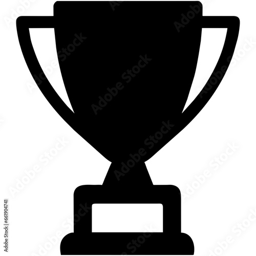 Shining victory trophy. Path to success. Essence of winning. Champions trophy symbol. Victory and achievement icon in black and white