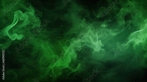 Abstract flying green smoke isolated background. AI generated image