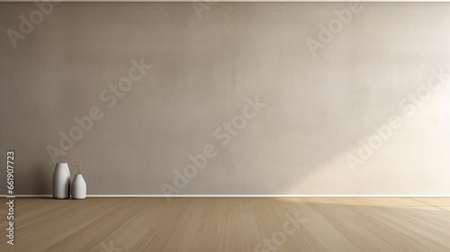 Contemporary minimalist empty interior with blank wall. 3d render illustration mock up.