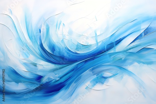 blue wave abstract painted hand drawn watercolor background illustration, Minimal geometric pattern, Dynamic shapes composition interweavings.