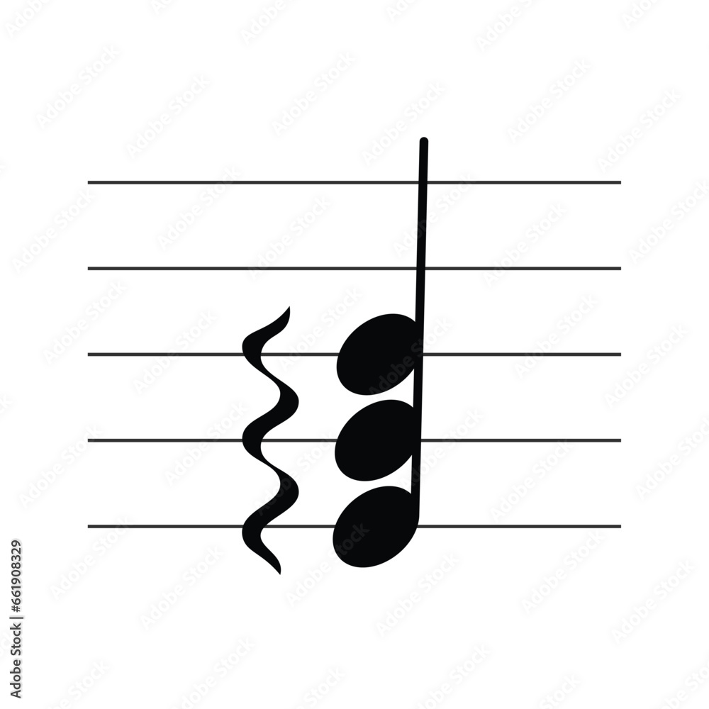 Note relationships symbol isolated on white background. Arpeggiated