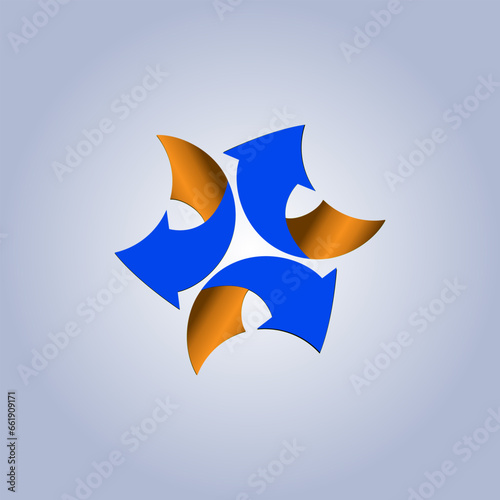 The pictogram in the center contains the globe. Three-dimensional.