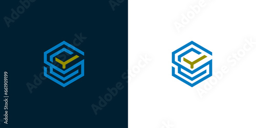 The logo is monogram of the letter S, C and Y. Outline.
