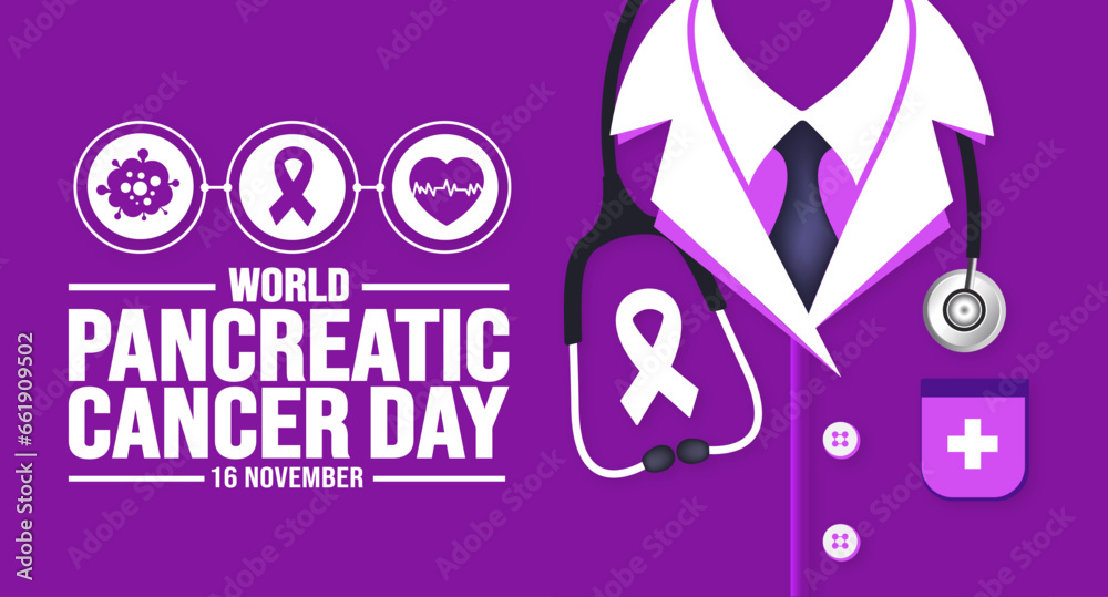16 November is Pancreatic Cancer Awareness Day background template. Holiday concept. background, banner, placard, card, and poster design template with text inscription and standard color. vector