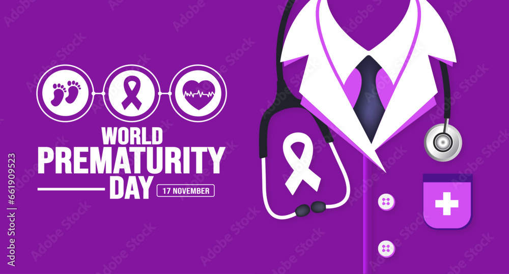 17 November is World Prematurity Day background template. Holiday concept. background, banner, placard, card, and poster design template with text inscription and standard color. vector illustration.
