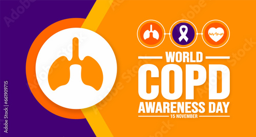 November is COPD Awareness Day background template. Holiday concept. background, banner, placard, card, and poster design template with text inscription and standard color. vector illustration.