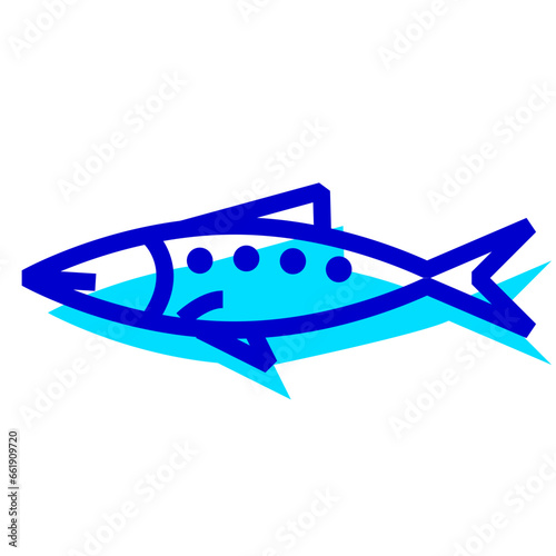 魚、イワシを表す2色スタイルのアイコン