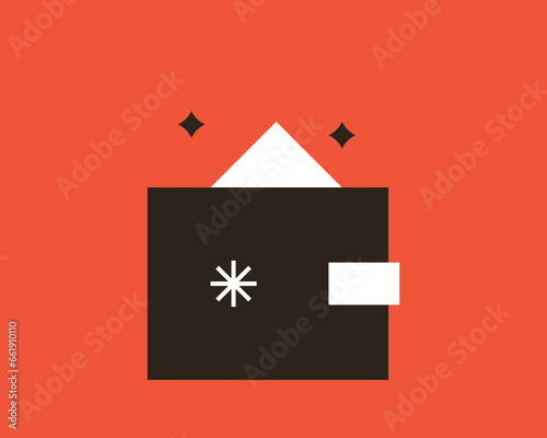 Geometric wallet illustration in flat style design. Vector illustration. 