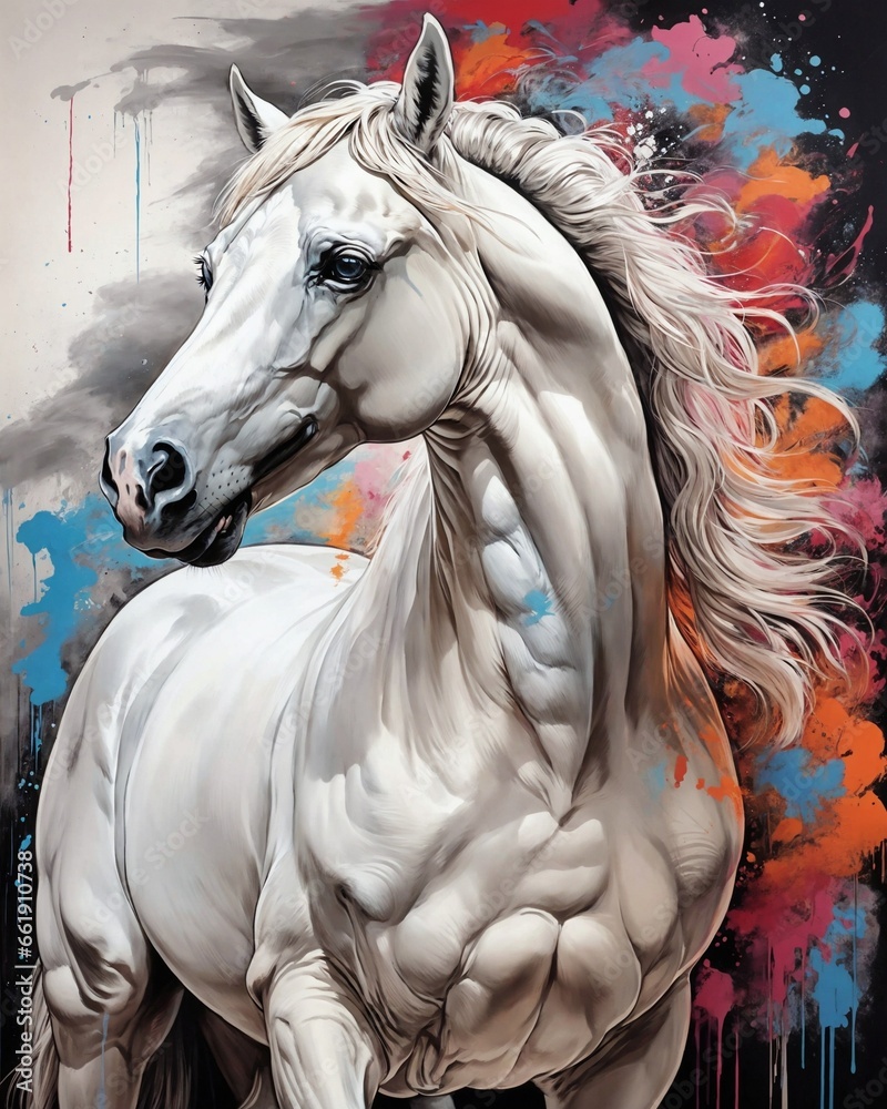 white horse portrait