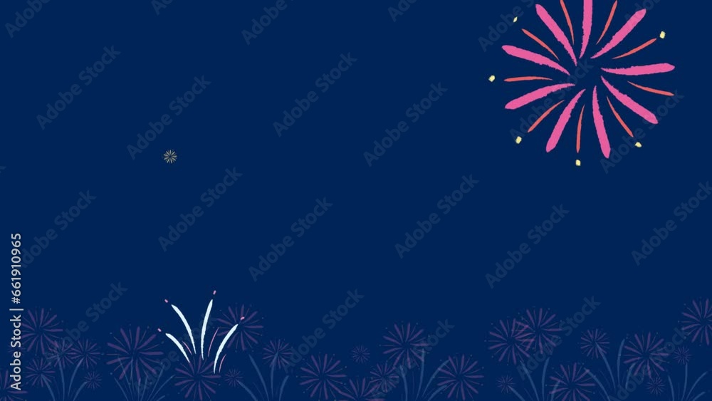 Pink and white firework display on blue background