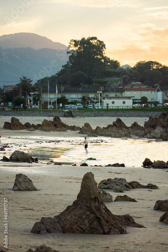 beach at sunset and solo man