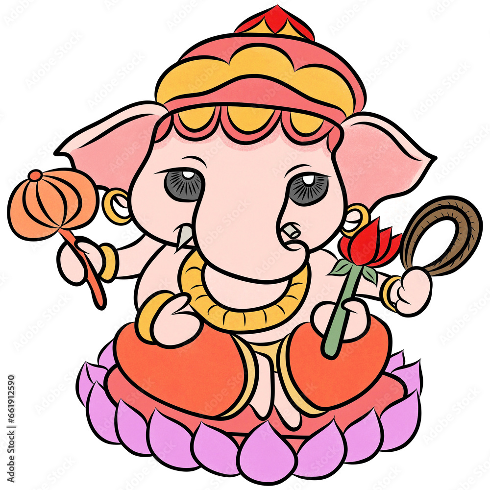 Lord Ganesha,God in hindu,Creative with illustration in flat design.