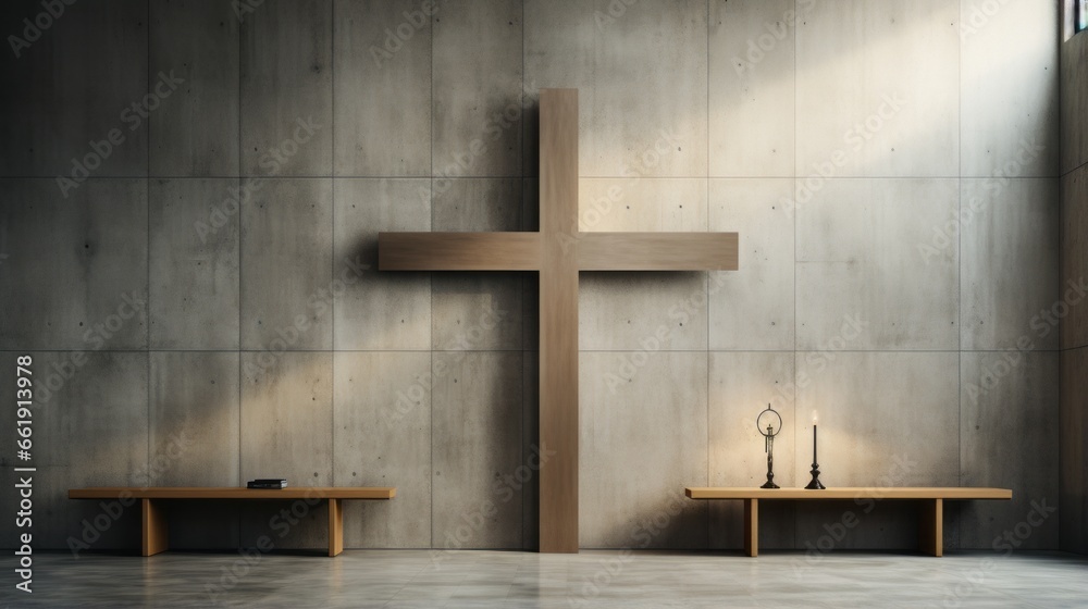 Fototapeta premium voluminous minimalistic catholic cross design
