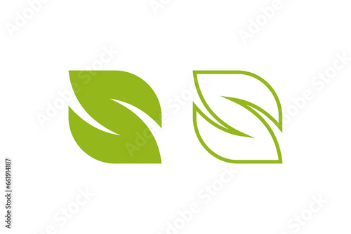 Vector is the letter s formed from two opposite leaves. Outline and flat modes