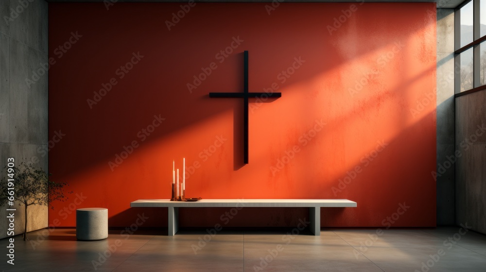 Naklejka premium minimalistic catholic cross logo design 