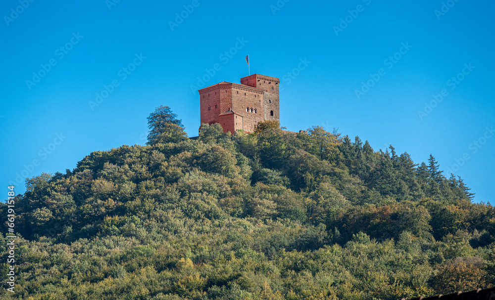 Trifels Castle is a rock castle in the Palatinate Forest above the southern Palatinate town Annweiler. Wasgau, Rhineland-Palatinate, Germany, Europe
