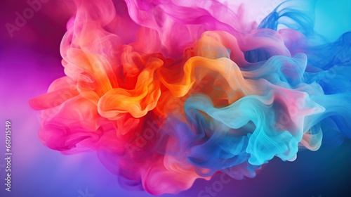 Abstract flying colorful smoke isolated background. AI generated image