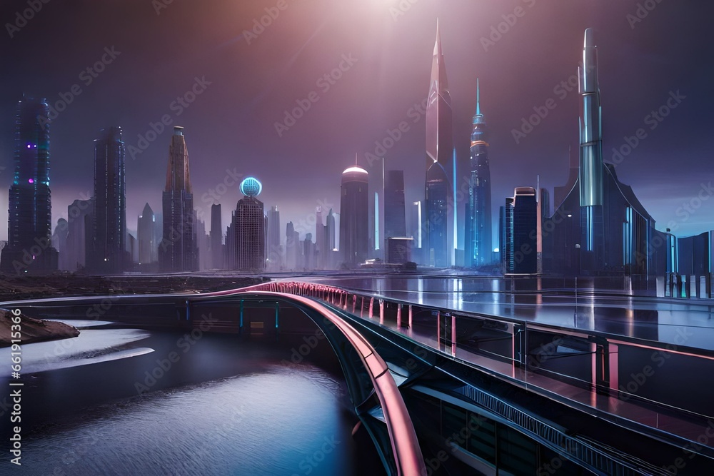 Obraz premium city skyline at night