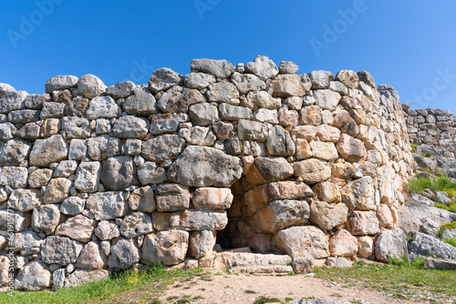 Nafplion, Greece - 19 February 2023 - The old ruins of Tiryns. Old archeological site of an old castle photo
