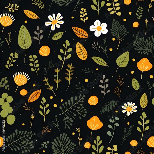 seamless pattern of flower and leaf