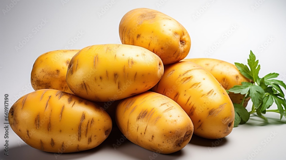 Isolated Potatoes on a white background, created with Generative Ai technology. Isolated Potatoes on a white background, created with Generative Ai technology.