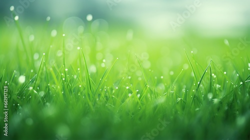 Green natural green grass blurry background. AI generated image
