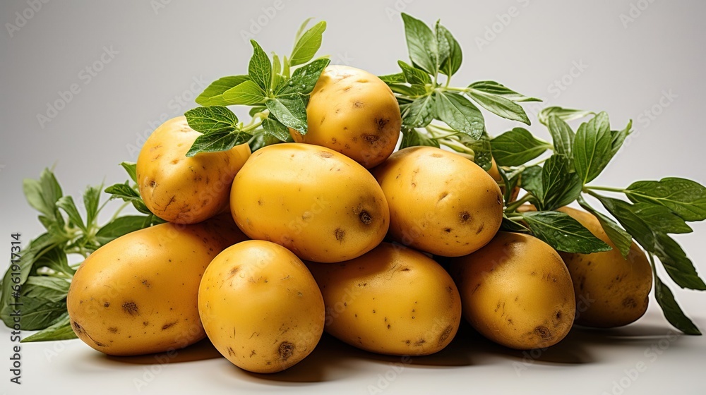 Isolated Potatoes on a white background, created with Generative Ai technology.
