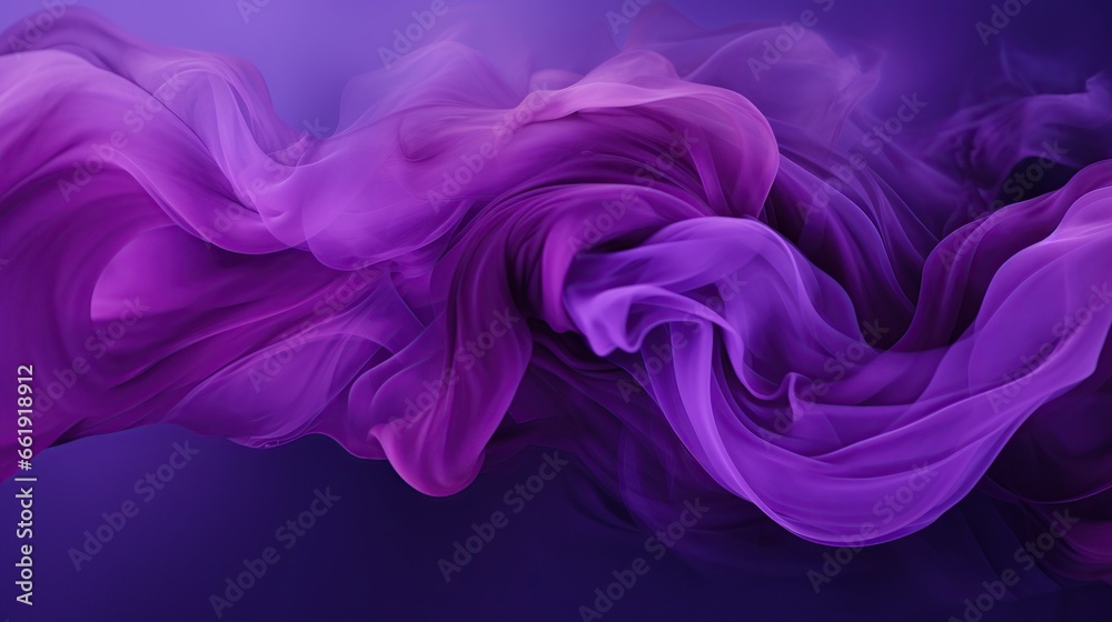 Abstract flying purple smoke isolated background. AI generated image