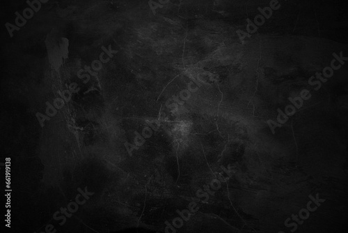 Textured black grunge background. Black concrete texture as a concept of horror and Halloween photo