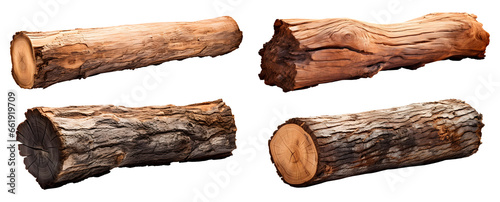 Wooden tree log trunk stump wood on transparent background cutout, PNG file. Many assorted different Mockup template for artwork design