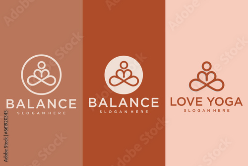 Collection of Yoga,Zen and Meditation logos,linear icons and elements.love yoga .Vector design