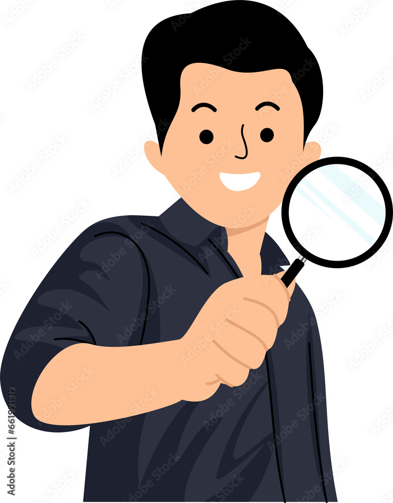 Businessman cartoon holding magnifying glass Businessman cartoon holding magnifying glass
