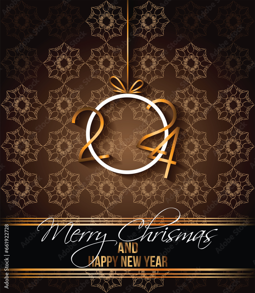 2024 Happy New Year and merry christmas background for your seasonal invitations, festive posters, greetings cards.