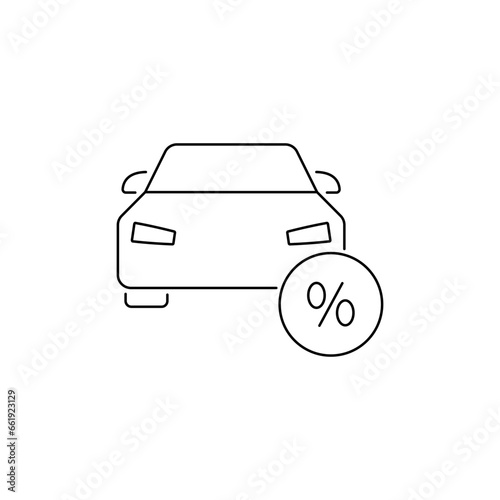 Auto, car percent, sale line vector icon