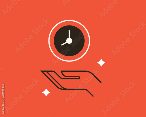 Geometric time illustration in flat style design. Vector illustration. 