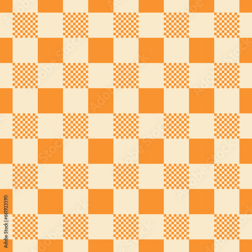 Orange checkerboard fabric, orange plaid pattern wallpaper 