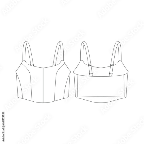 template corset sports bra vector illustration flat design outline clothing collection