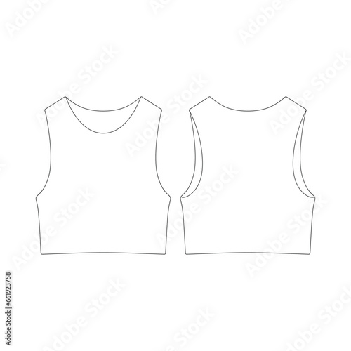 template high neck sports bra vector illustration flat design outline clothing collection