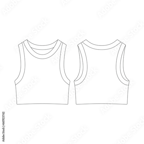 template high neck sports bra vector illustration flat design outline clothing collection