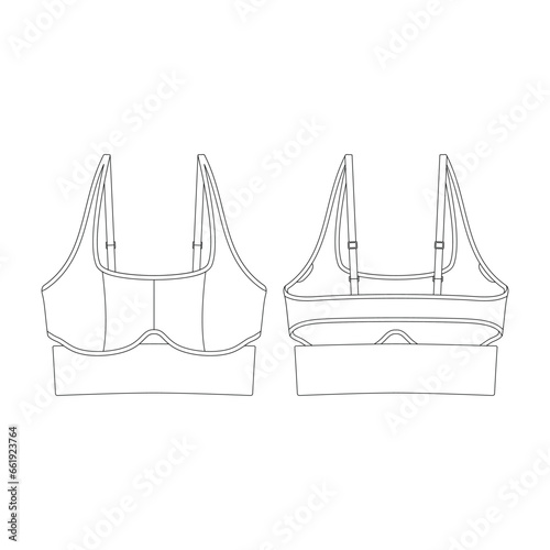 template cut out sports bra vector illustration flat design outline clothing collection