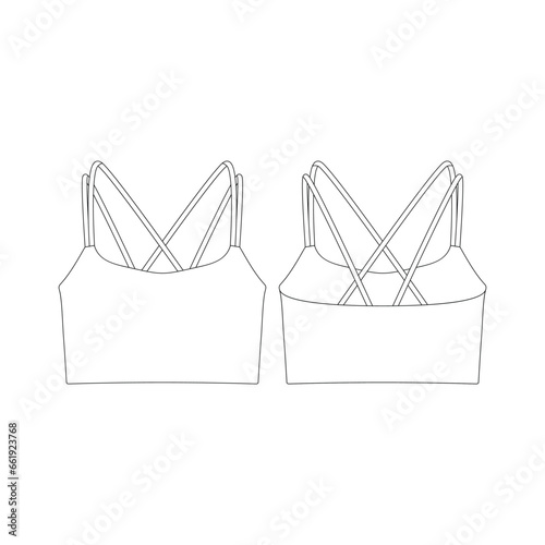 template cross back sports bra vector illustration flat design outline clothing collection