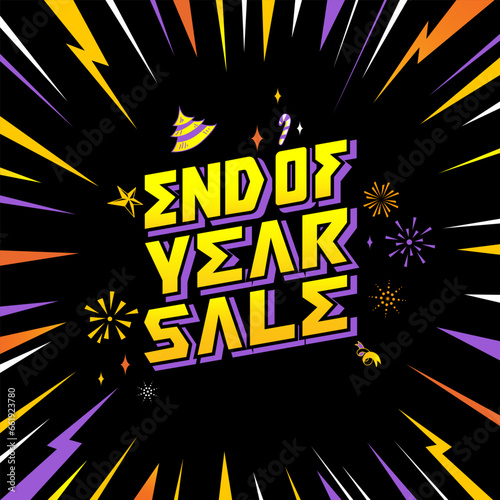 End of year sale banner or promotion poster template design for advertising of shopping campaign.