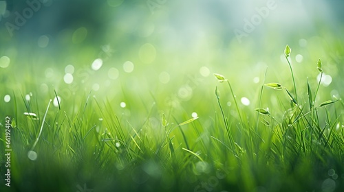 Green natural green grass blurry background. AI generated image