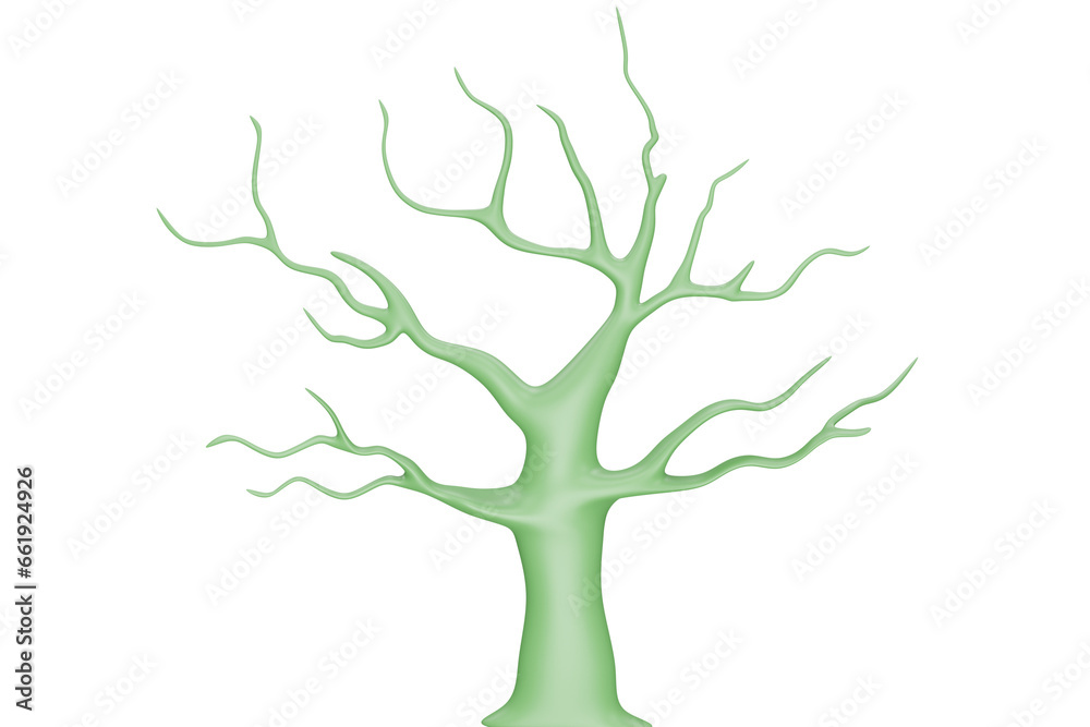 green tree isolated on white, 3d illustration of Happy Halloween 